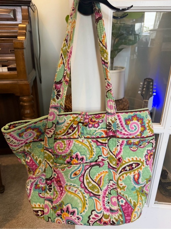 Vera Bradley Handbags - Vera Bradley Quilted Paisley Shoulder Tote in Mint, Pink & Yellow excellent cond
